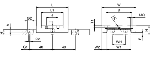 Миниатюрная направляющая система широкого типа SNR LGMX15WL4BBL02000NZ0-1-0-15.0N
