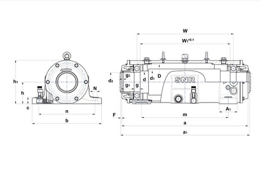 Двухопорный подшипниковый корпус SNR ZLOE 222/1 A