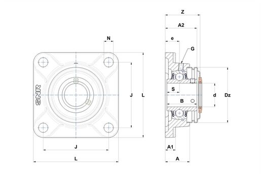 Фланцевый подшипниковый узел SNR UCF210L4CO