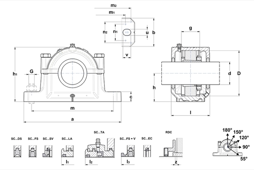 Разъемный подшипниковый корпус SNR SNC (D) SNC620