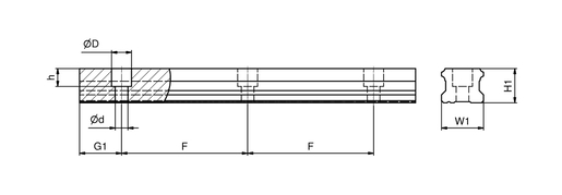 Узкая стандартная направляющая со сквозными отверстиями SNR LGBR45L04000N-1-0-22.5N