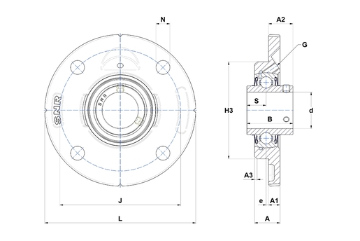 Фланцевый подшипниковый узел SNR UCFCE209L4