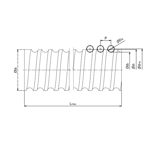 Шлифованный винт шарико-винтовой пары SNR BSH02005R00P5W-5400-0000-0000-B00