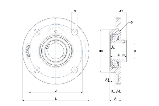 Фланцевый подшипниковый узел SNR USFCE204-12