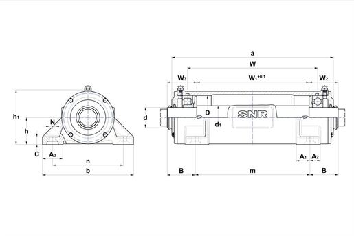 Двухопорный подшипниковый корпус SNR ZLG 318 AC