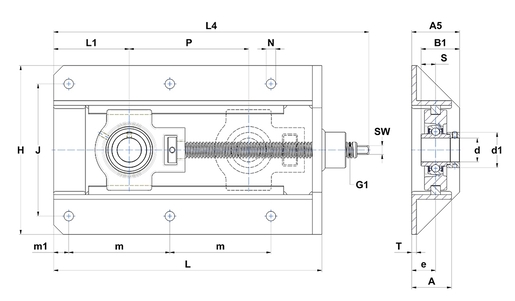 Фланцевый подшипниковый узел SNR EXT213-40T04+WB