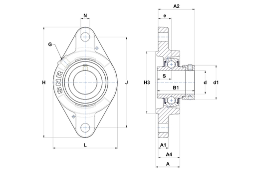 Фланцевый подшипниковый узел SNR EXFLZ210T20