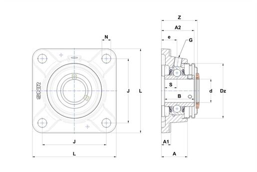 Фланцевый подшипниковый узел SNR UCFE208-24L4CC