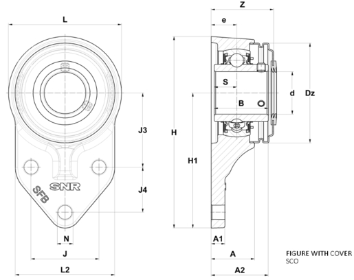 Фланцевый подшипниковый узел SNR SUCFB208FG1