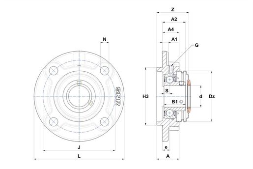Фланцевый подшипниковый узел SNR USFC209-28T04CO