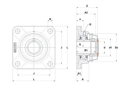 Фланцевый подшипниковый узел SNR EXF210L4COE